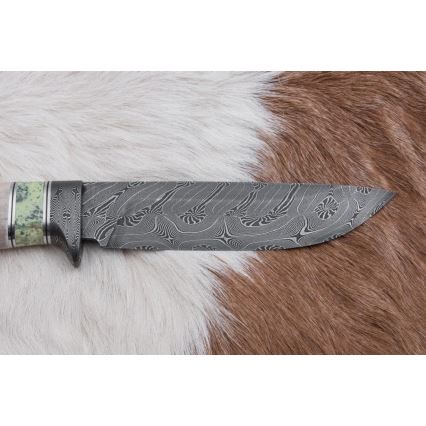 Eksklusive Damaskus knive 13 cm serpentin/Rensdyrgevir