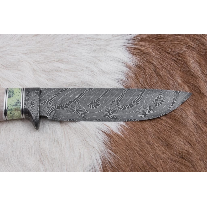 Eksklusive Damaskus knive 13 cm serpentin/Rensdyrgevir