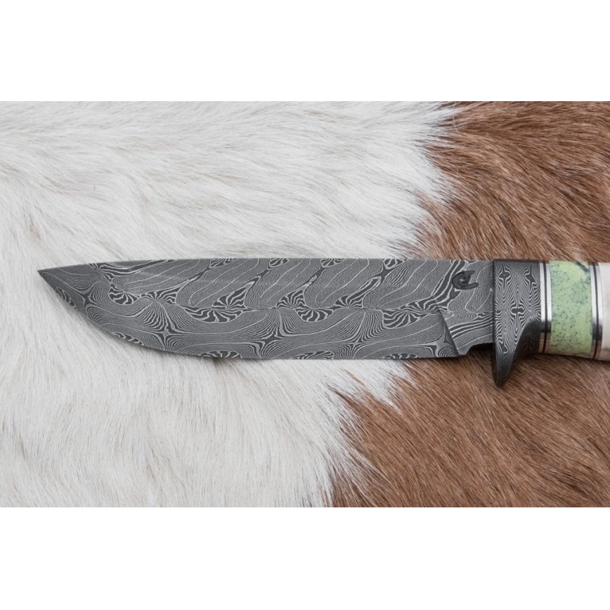 Eksklusive Damaskus knive 13 cm serpentin/Rensdyrgevir