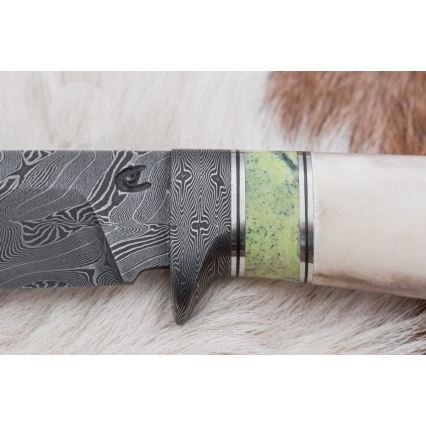 Eksklusive Damaskus knive 13 cm serpentin/Rensdyrgevir