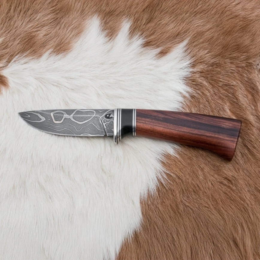 Eksklusive Damaskus knive 9,6 cm rosentræ santos/ibenholt