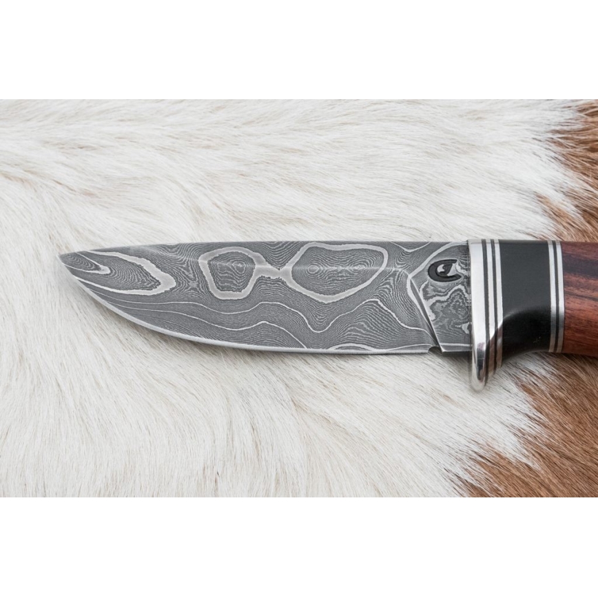 Eksklusive Damaskus knive 9,6 cm rosentræ santos/ibenholt