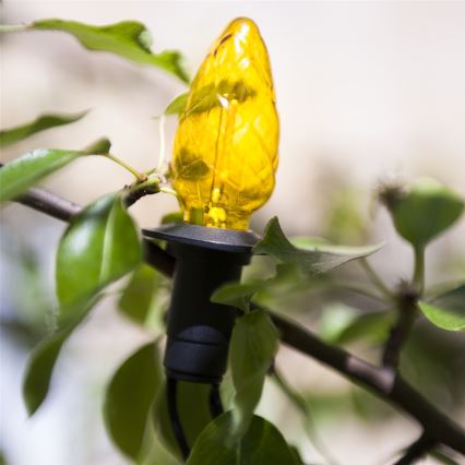 Udvidelses-LED udendørs lyskæde CONE FILAMENT 20xE10 14m farvet/varm hvid IP44, Fremstillet i EU