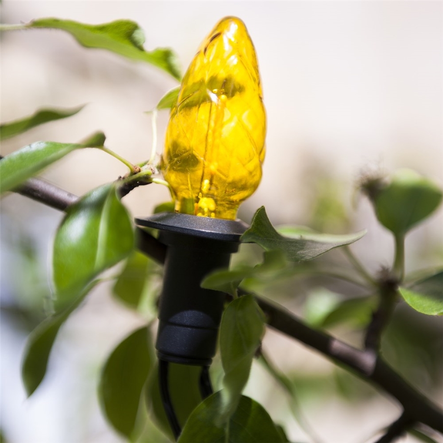 Udvidelses-LED udendørs lyskæde CONE FILAMENT 20xE10 14m farvet/varm hvid IP44, Fremstillet i EU