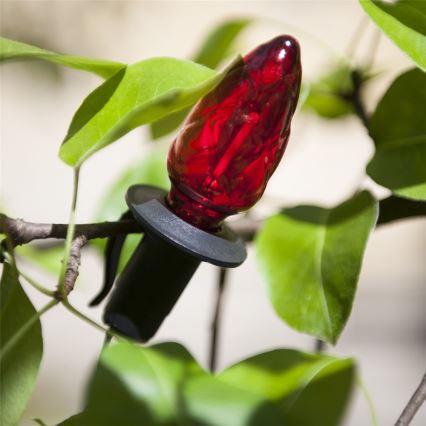 Udvidelses-LED udendørs lyskæde CONE FILAMENT 20xE10 14m farvet/varm hvid IP44, Fremstillet i EU