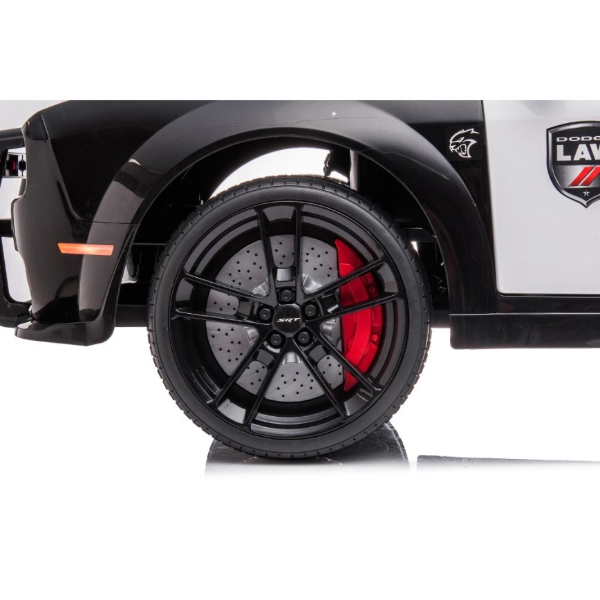 Elektrisk legetøjsbil Dodge Challenger Politi 50W/4500 mAh sort/hvid