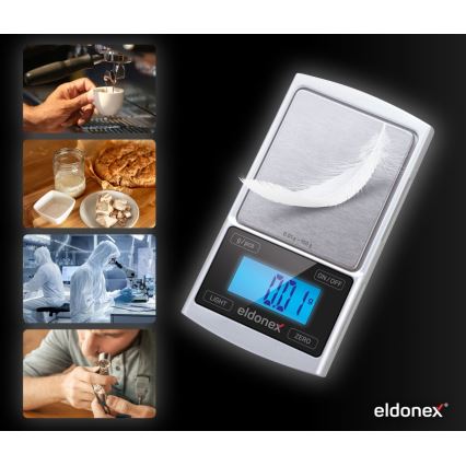 ELDONEX EKS-4040-SL - Vægt m. høj præcision 2xCR2032 sølvfarvet