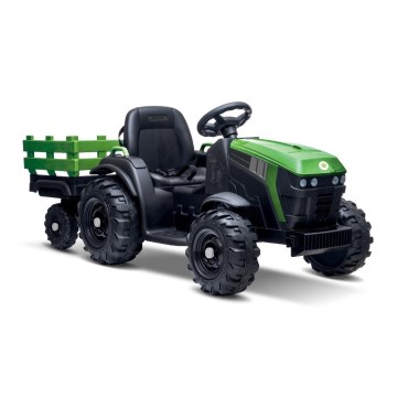Eldrevet traktor med trailer 2x30W/7000 mAh sort/grøn + fjernbetjening