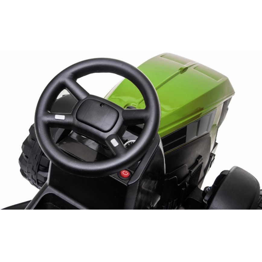 Eldrevet traktor med trailer 2x30W/7000 mAh sort/grøn + fjernbetjening