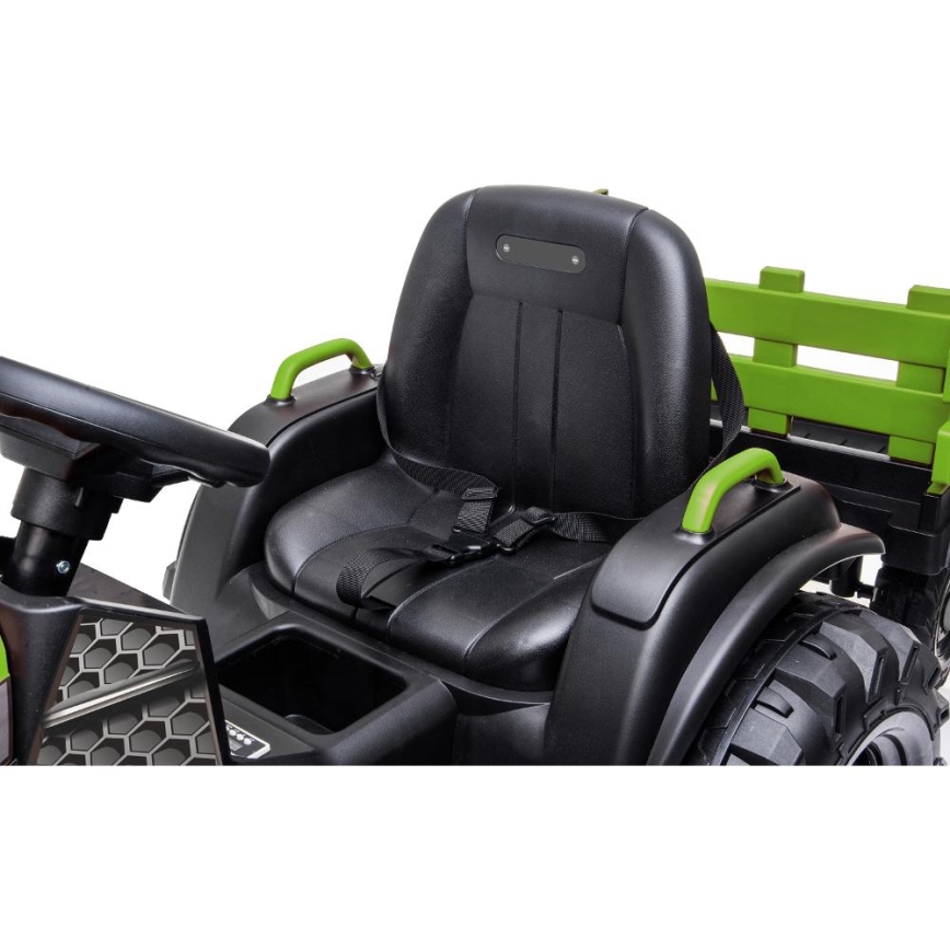 Eldrevet traktor med trailer 2x30W/7000 mAh sort/grøn + fjernbetjening