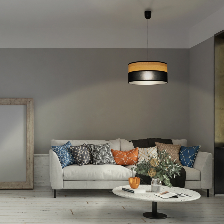 Elegant pendel ALBA med kabelophæng — 1xE27/15W/230V, Ø 45 cm, sort/brun