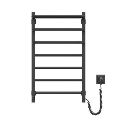 Elektrisk badeværelsesradiator m. termostat FORTIS 350W/230V 80,6 cm IP44 sort højre kantet