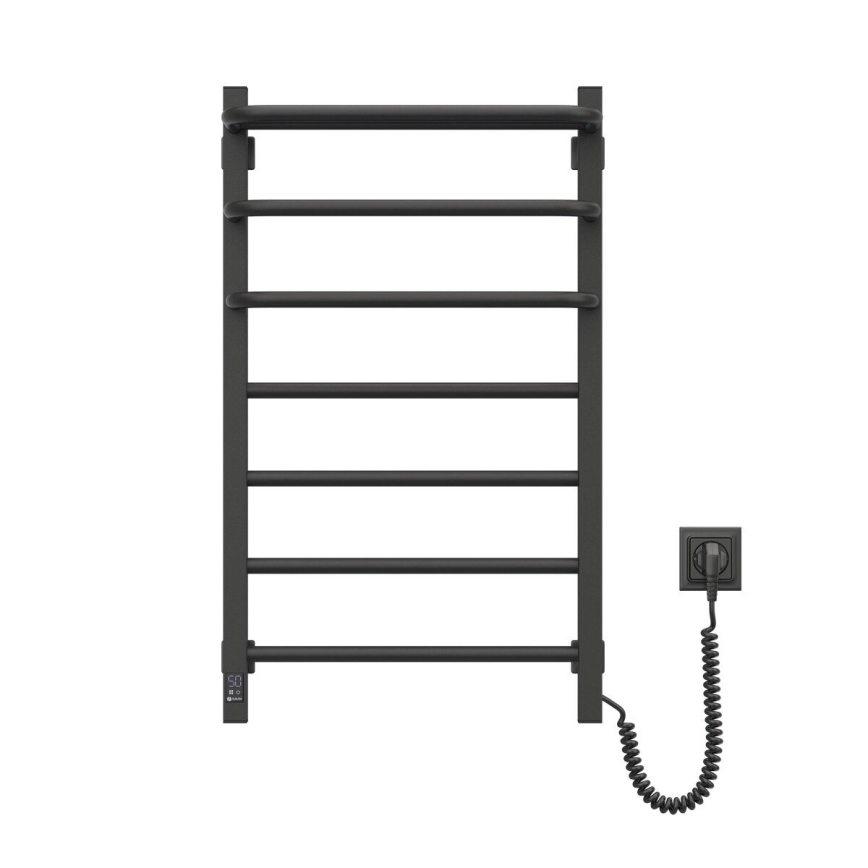 Elektrisk badeværelsesradiator m. termostat FORTIS 350W/230V 80,6 cm IP44 sort højre kantet
