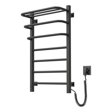 Elektrisk badeværelsesradiator m. termostat FORTIS 350W/230V 80,6 cm IP44 sort højre kantet