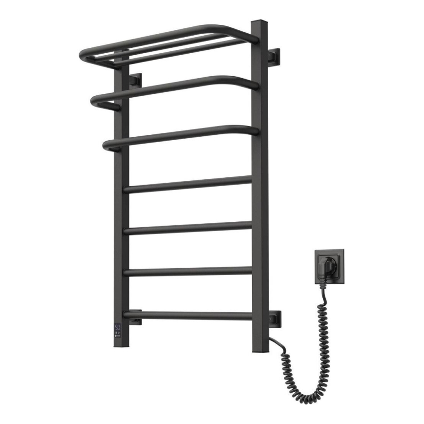 Elektrisk badeværelsesradiator m. termostat FORTIS 350W/230V 80,6 cm IP44 sort højre kantet