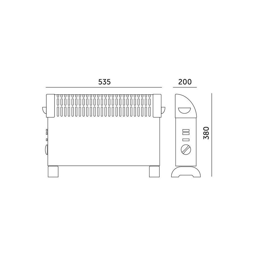 Elektrisk direktevarmer/konvektor SONDO 750/1250/2000W/230V sort
