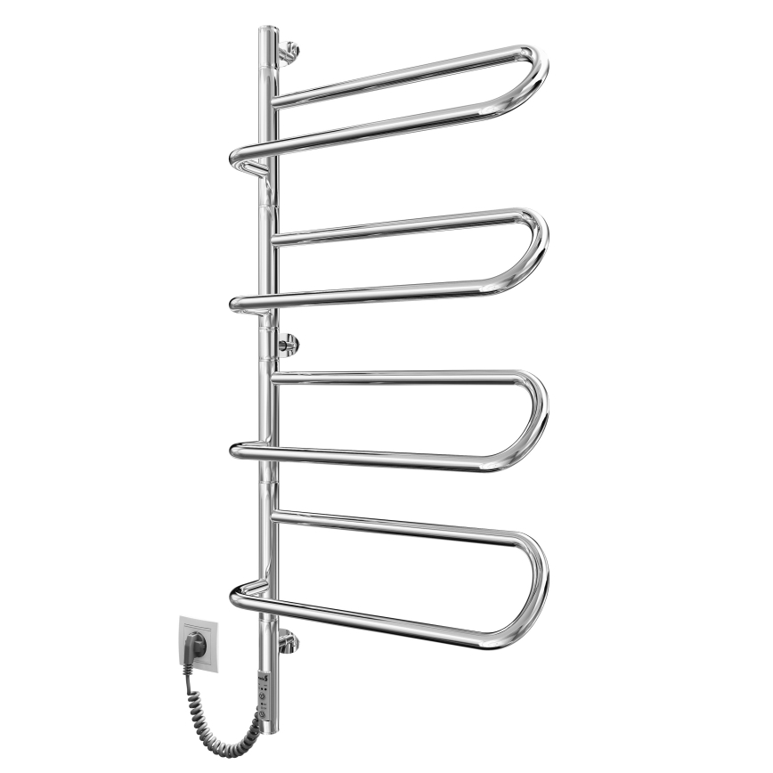 Elektrisk svingbar håndklædetørrer ELECTRA 120W/230V 100x47,5 cm i rustfrit stål/krom, venstrevendt