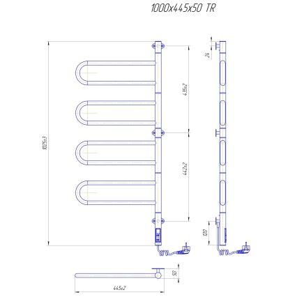 Elektrisk drejelig håndklædetørrer TRISTAR 105W/230V 100x44,5 cm IP44 rustfrit stål/sort