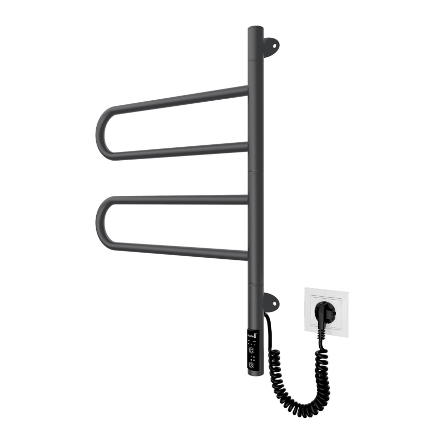 Elektrisk drejelig håndklædetørrer TRISTAR 75W/230V 62,5 x 44,5 cm IP44 rustfrit stål/sort