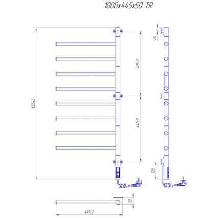 Elektrisk drejelig håndklædetørrer VEER 95W/230V 100x44,5 cm rustfrit stål/blank krom