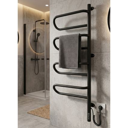 Elektrisk drejbar håndklædetørrer ELECTRA 120W/230V 102,5x44,5 cm rustfrit stål/sort højre