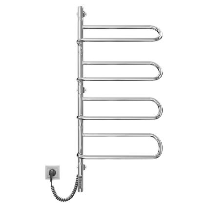 Elektrisk drejelig håndklædetørrer ELECTRA 120W/230V, 102,5 x 47,5 cm, rustfrit stål/krom, venstre