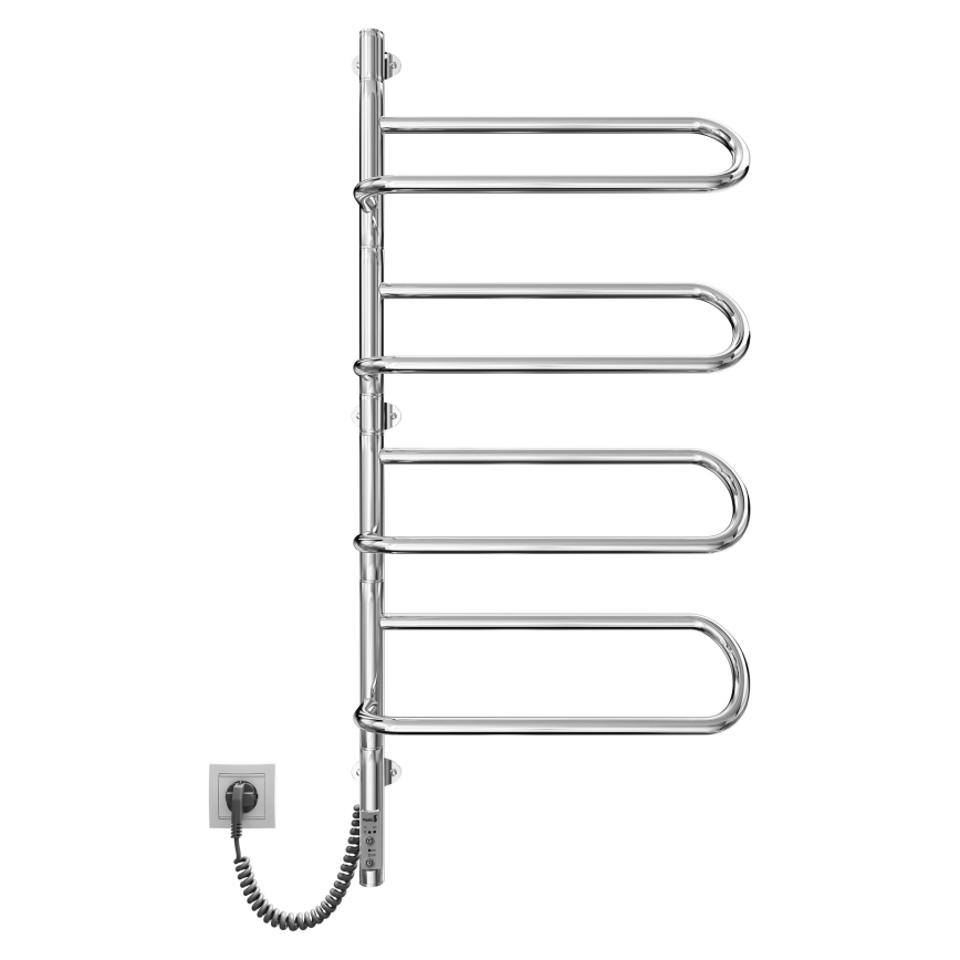 Elektrisk drejelig håndklædetørrer ELECTRA 120W/230V, 102,5 x 47,5 cm, rustfrit stål/krom, venstre