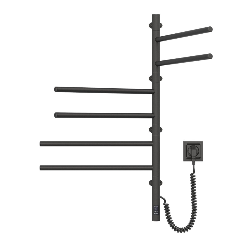 Elektrisk drejelig håndklædetørrer med termostat ARABESQUE, 105 W, 82 x 49 cm, sort