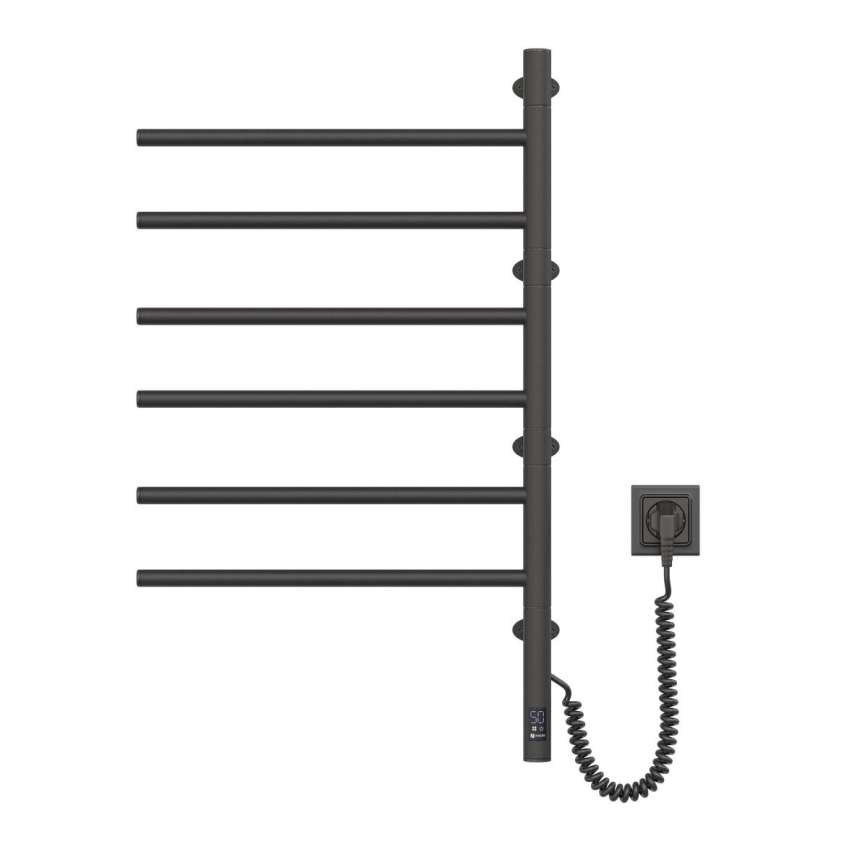 Elektrisk drejelig håndklædetørrer med termostat ARABESQUE, 105 W, 82 x 49 cm, sort