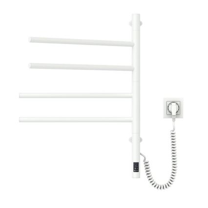 Elektrisk drejelig håndklædetørrer med termostat ARABESQUE 60W 65x49 cm  hvid