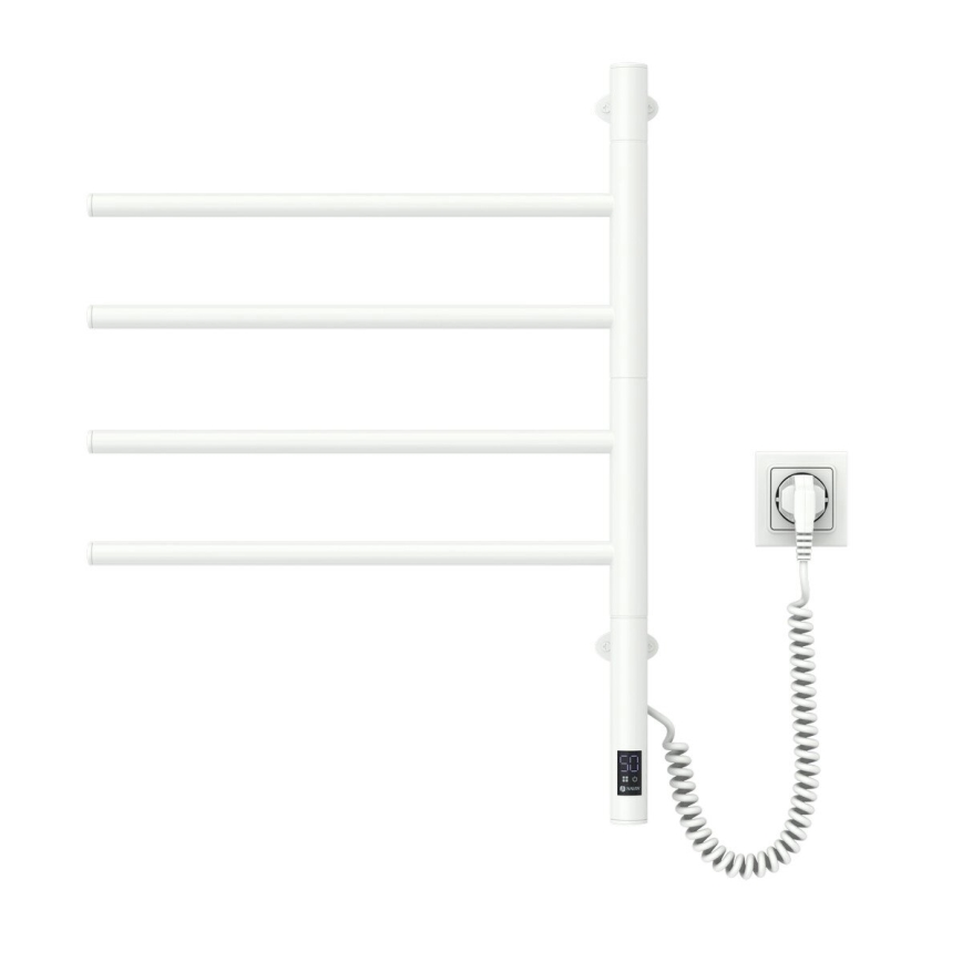 Elektrisk drejelig håndklædetørrer med termostat ARABESQUE 60W 65x49 cm  hvid
