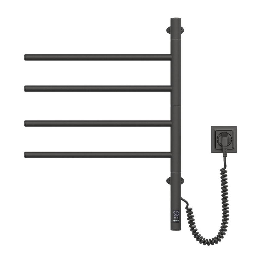 Elektrisk drejelig håndklædetørrer med termostat ARABESQUE 60W 65x49 cm  sort