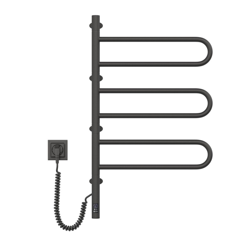 Elektrisk drejelig håndklædetørrer med termostat FOUETTE 120W 80x49 cm sort