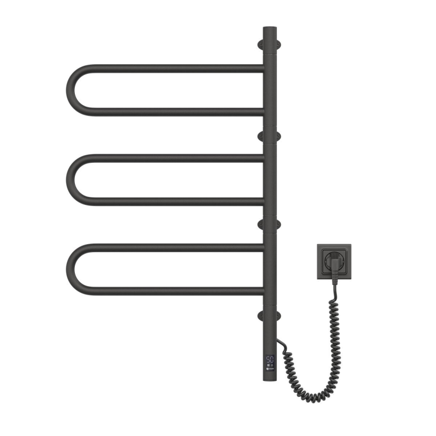 Elektrisk drejelig håndklædetørrer med termostat FOUETTE 120W 80x49 cm sort