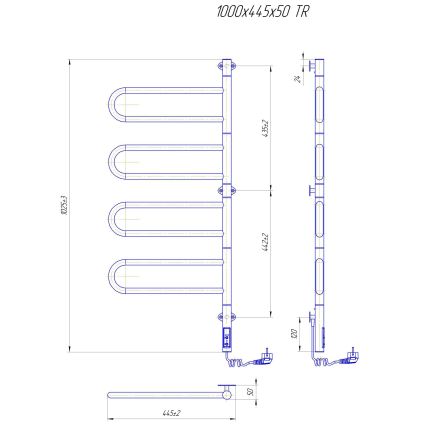 Elektrisk drejelig håndklædetørrer TRISTAR 105W/230V 100x44,5cm IP44 rustfrit stål/blank krom