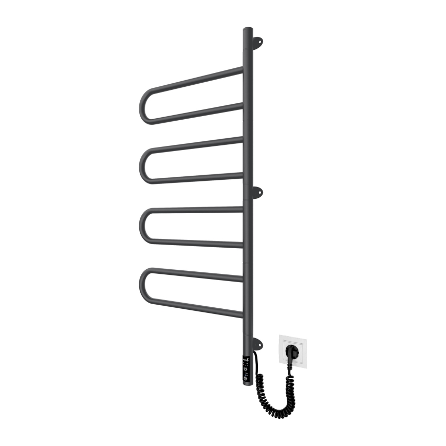 Elektrisk drejelig håndklædetørrer TRISTAR 105W/230V 102,5x44,5 cm IP44 rustfrit stål/sort