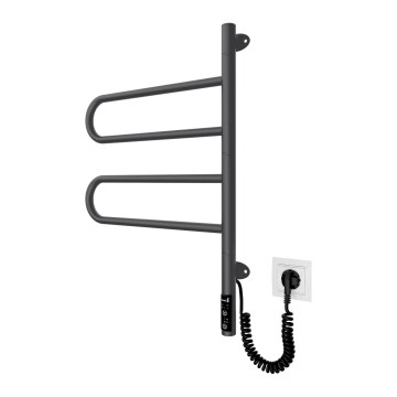 Elektrisk drejelig håndklædetørrer TRISTAR 75W/230V 62,5 x 44,5 cm IP44 rustfrit stål/sort