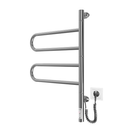 Elektrisk roterbar håndklædetørrer TRISTAR 75W/230V 62,5x44,5 cm IP44 rustfrit stål/poleret krom