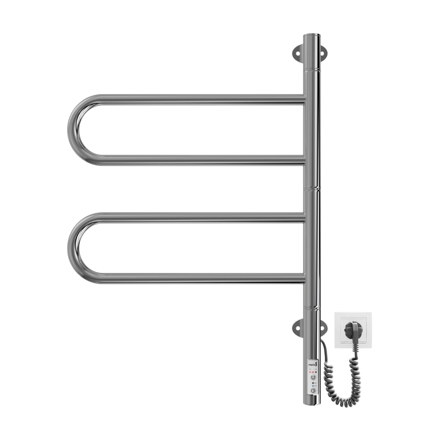 Elektrisk roterbar håndklædetørrer TRISTAR 75W/230V 62,5x44,5 cm IP44 rustfrit stål/poleret krom