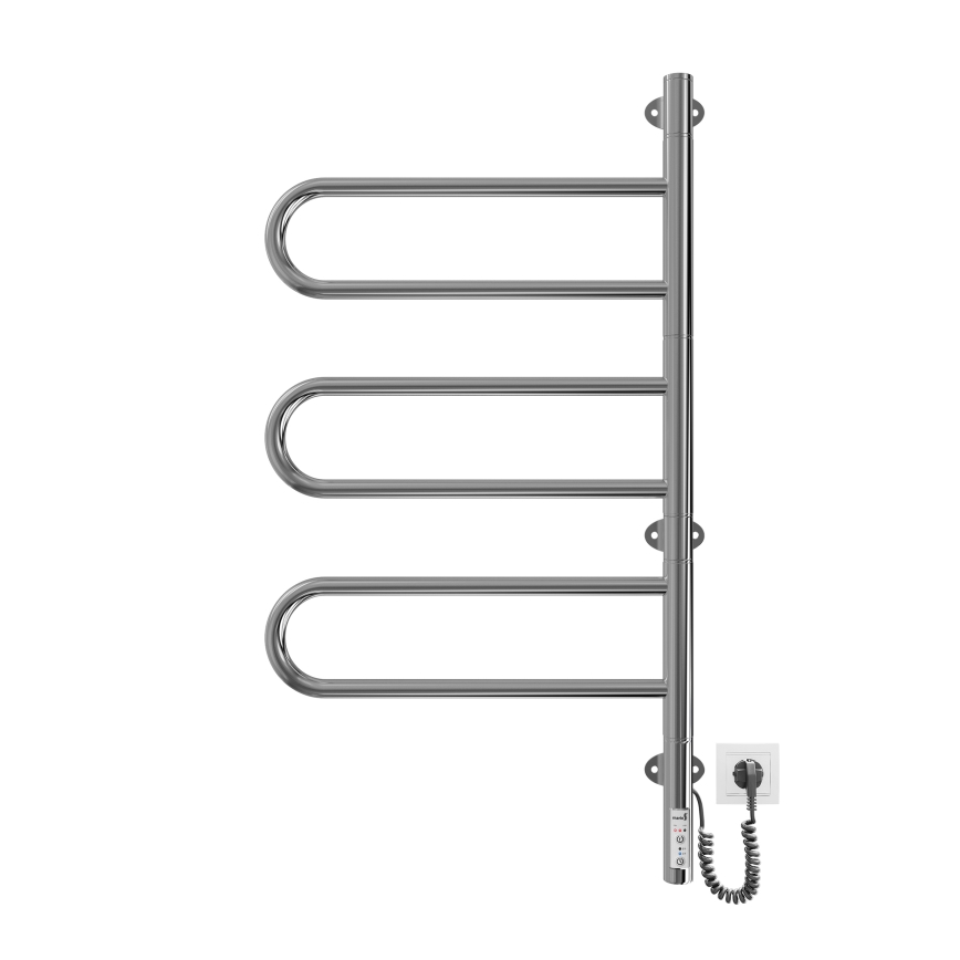 Elektrisk drejelig håndklædetørrer TRISTAR 80W/230V 82,5x44,5 cm IP44 rustfrit stål/poleret krom