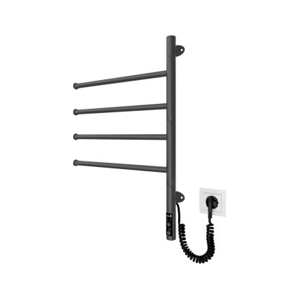 Elektrisk drejelig håndklædetørrer VEER 50W/230V 62,5x44,5 cm rustfrit stål/sort