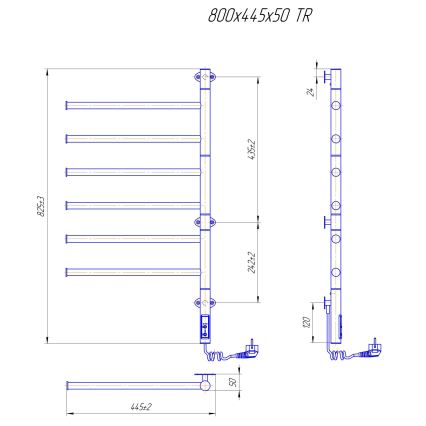 Elektrisk drejelig håndklædetørrer VEER 80W/230V 80x44,5 cm rustfrit stål/blank krom
