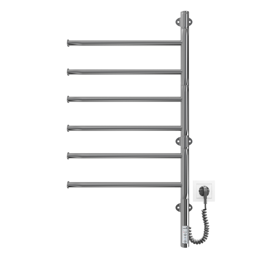 Elektrisk drejelig håndklædetørrer VEER 80W/230V 82,5x44,5 cm rustfrit stål/blank krom