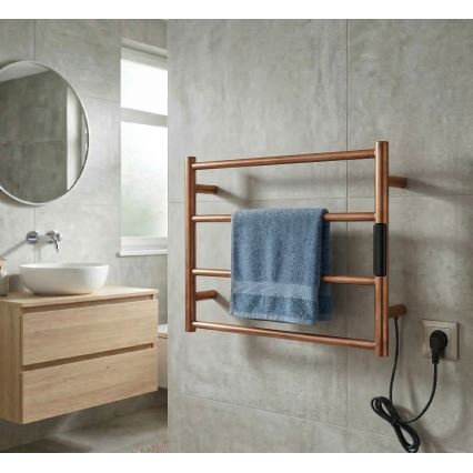 Elektrisk håndklædetørrer 56x37 63W rustfrit stål/kobber