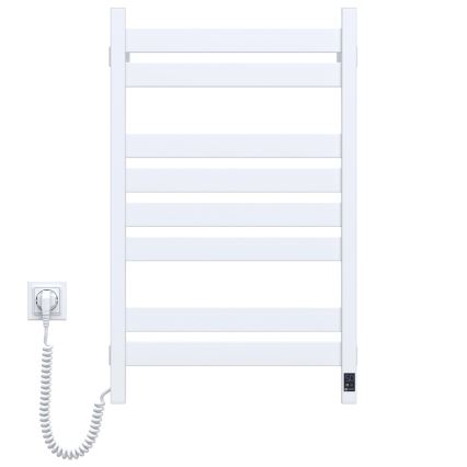 Elektrisk håndklædetørrer LARGO med termostat, 168 W, 80 x 50 cm, hvid, venstrevendt
