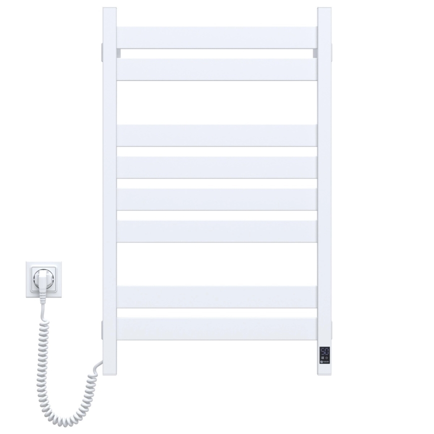 Elektrisk håndklædetørrer LARGO med termostat, 168 W, 80 x 50 cm, hvid, venstrevendt