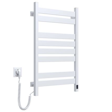 Elektrisk håndklædetørrer LARGO med termostat, 168 W, 80 x 50 cm, hvid, venstrevendt
