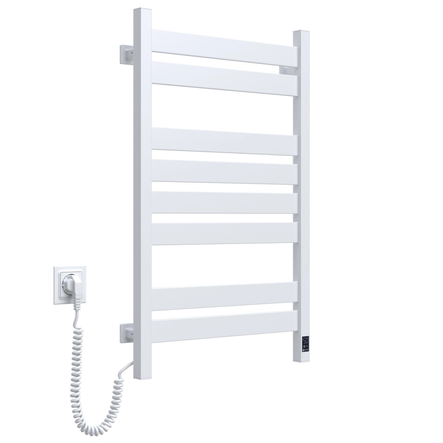 Elektrisk håndklædetørrer LARGO med termostat, 168 W, 80 x 50 cm, hvid, venstrevendt