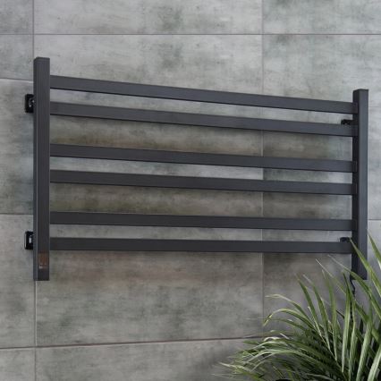 Elektrisk håndklædetørrer med termostat AVANGARD 181 W, 50 x 90 cm, sort, højre