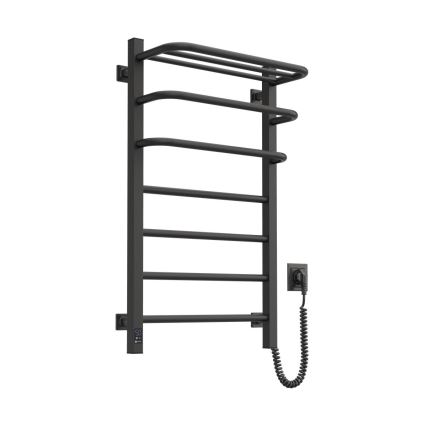 Elektrisk håndklædetørrer med termostat FORTIS 155 W, 80 x 48 cm, sort, højrevendt